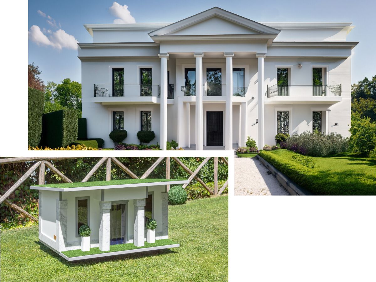 Cuccia Ispirata a casa Imperial con casa - Bianco