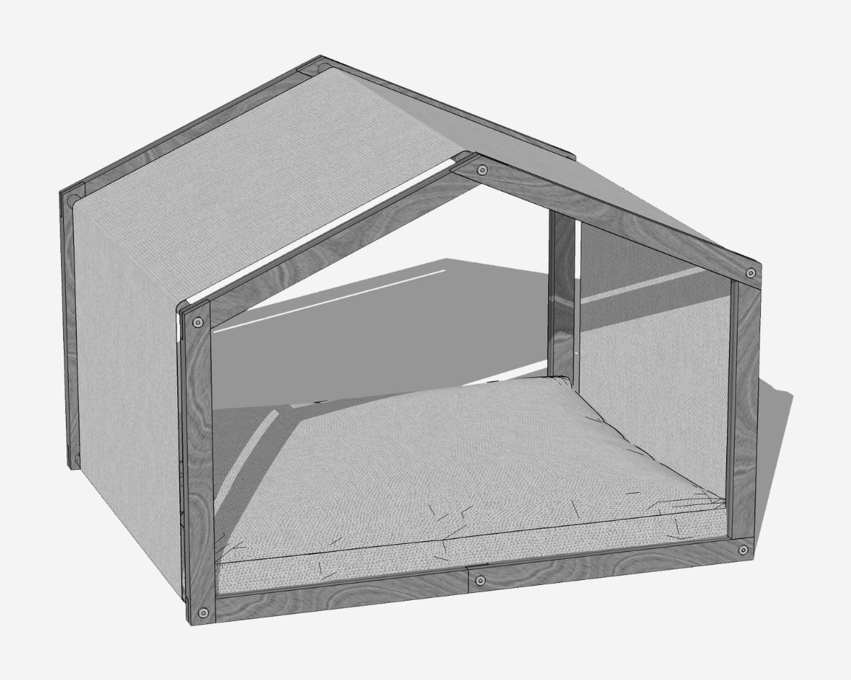 Cuccia tenda grigio e cemento